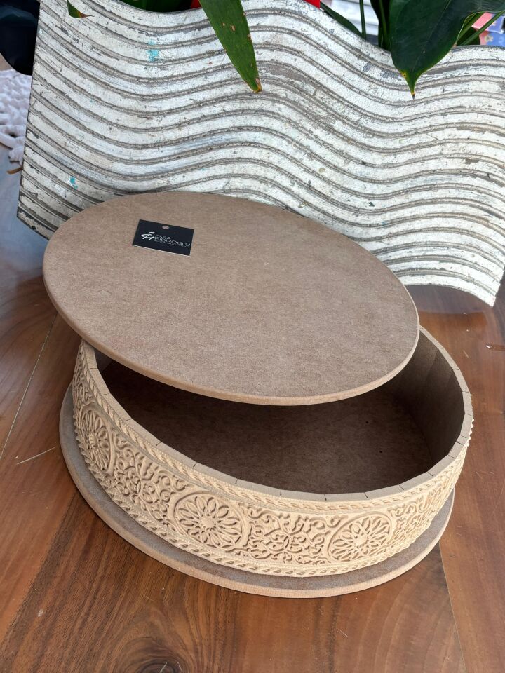 Yuvarlak Oymalı Ahşap Kutu No:1