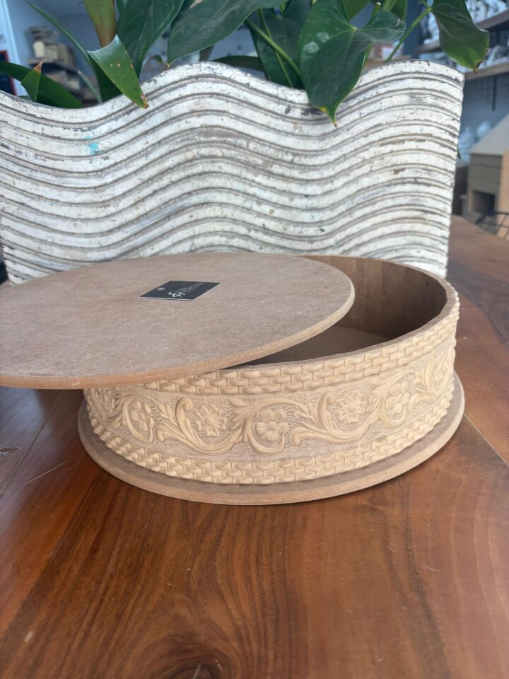 Yuvarlak Oymalı Ahşap Kutu No:2