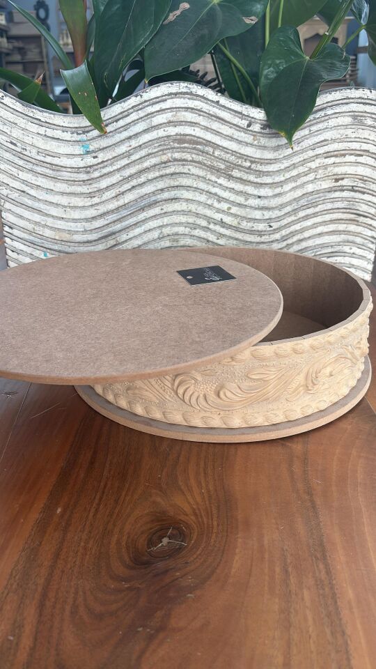 Yuvarlak Oymalı Ahşap Kutu No:3