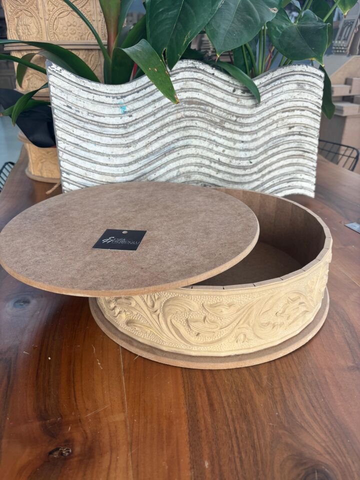 Yuvarlak Oymalı Ahşap Kutu No:5