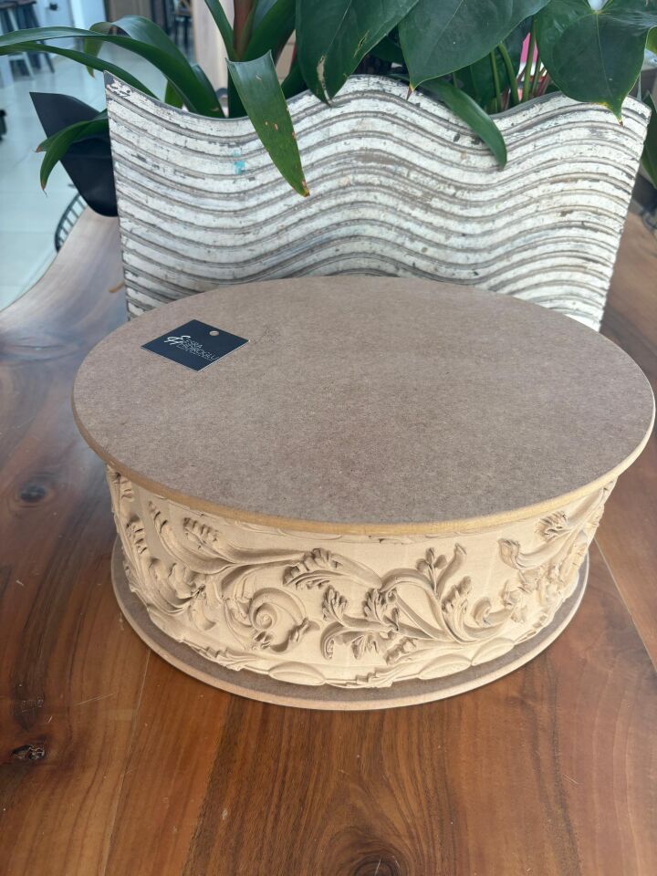 Derin Oymalı Yuvarlak Ahşap Kutu No:6