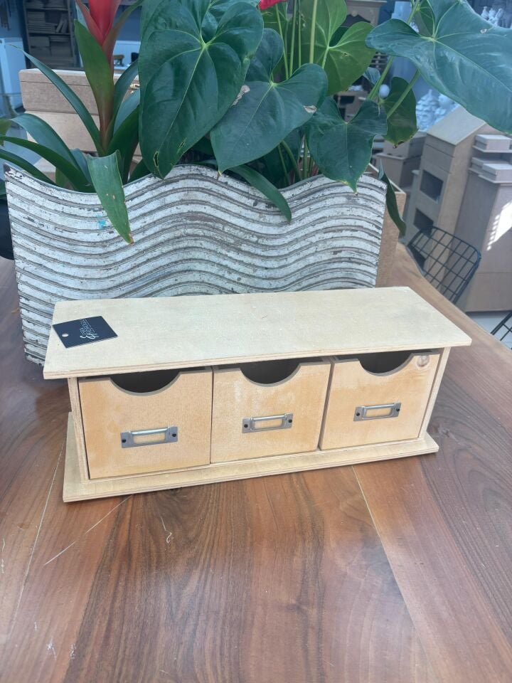 Üç Çekmeceli Kavak Organizer