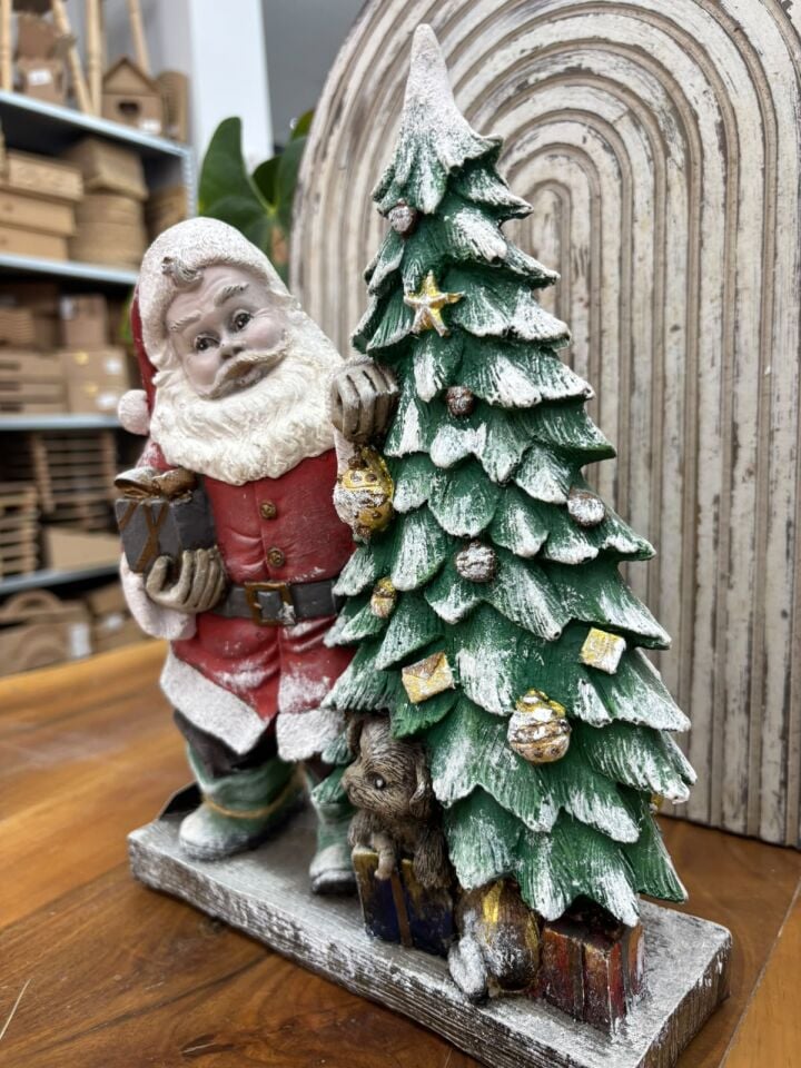 Çam Ağaçlı Noel Baba Dekoratif-Boyalı