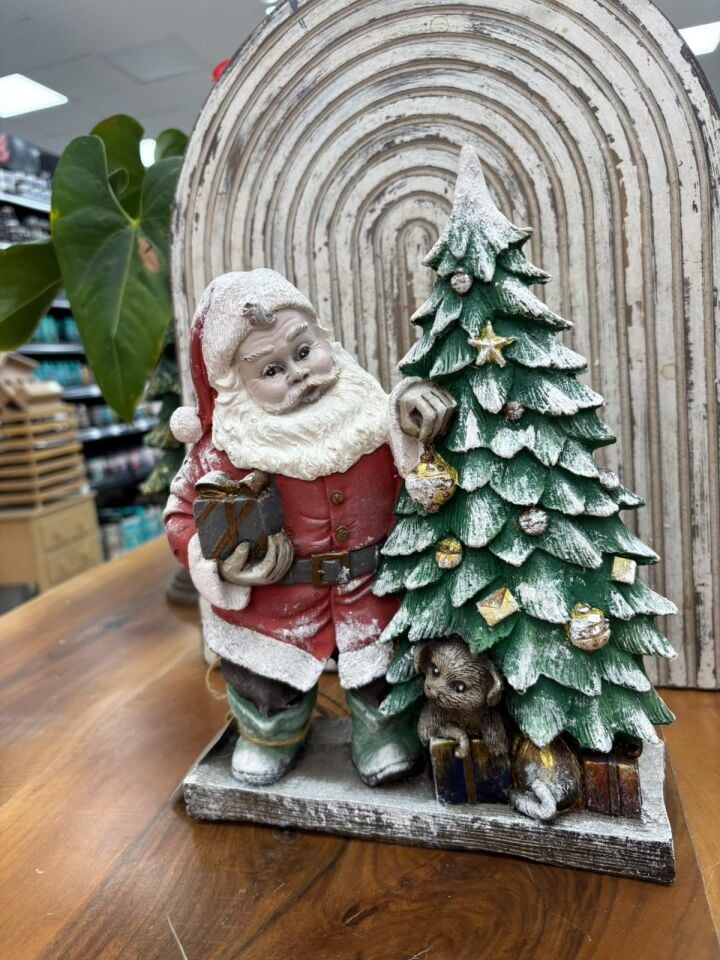 Çam Ağaçlı Noel Baba Dekoratif-Boyalı
