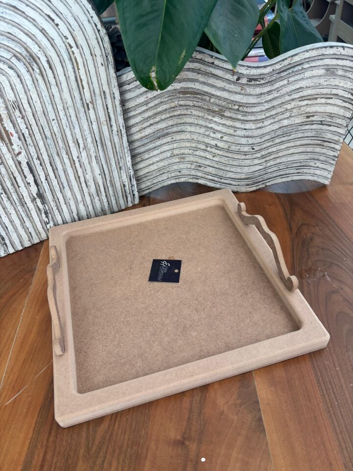 Üstten Kulplu Büyük Boy Kare Tepsi