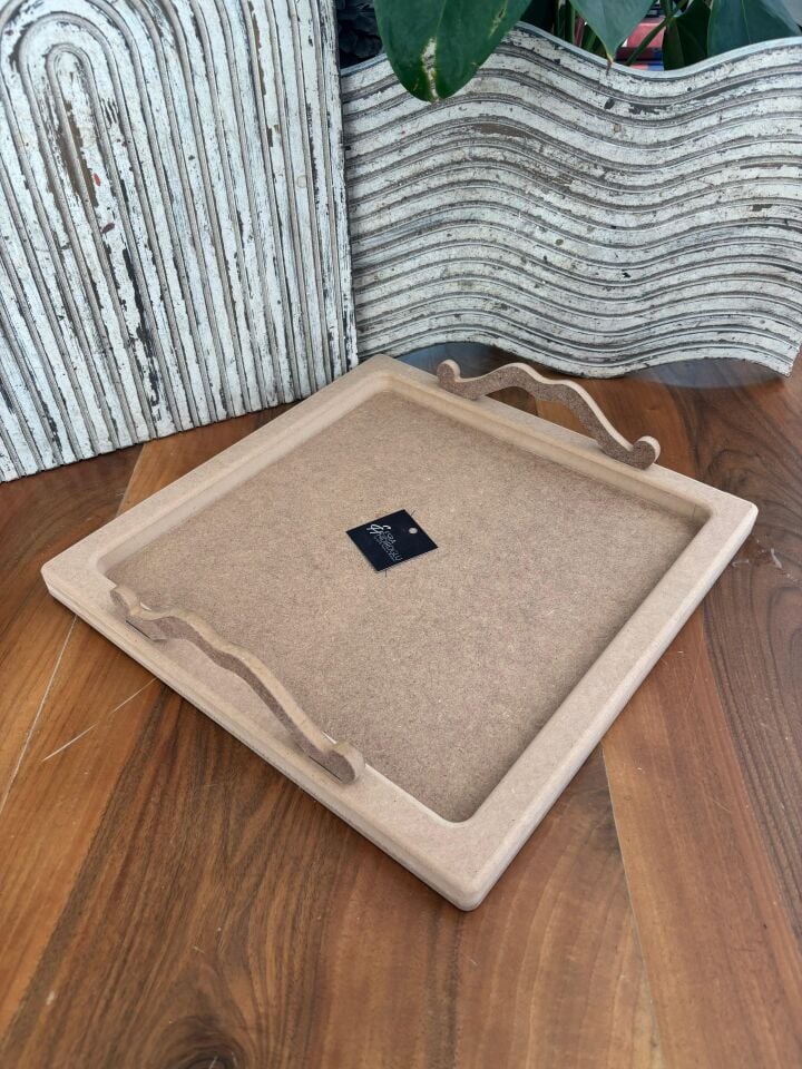 Üstten Kulplu Büyük Boy Kare Tepsi