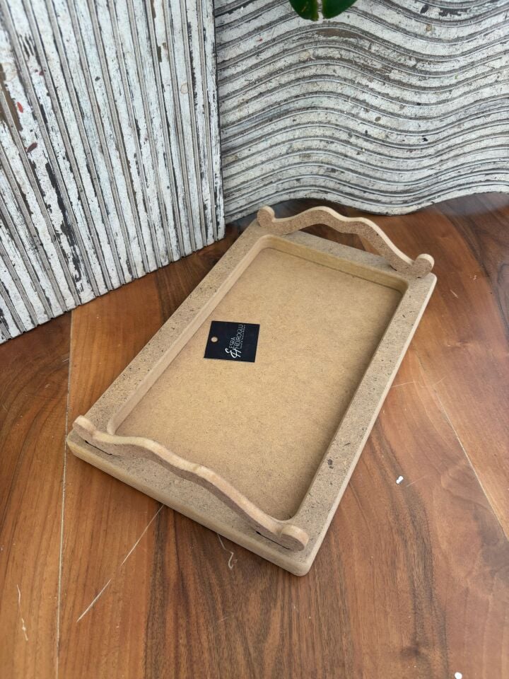 Üstten Kulplu Küçük Boy Dikdörtgen Tepsi