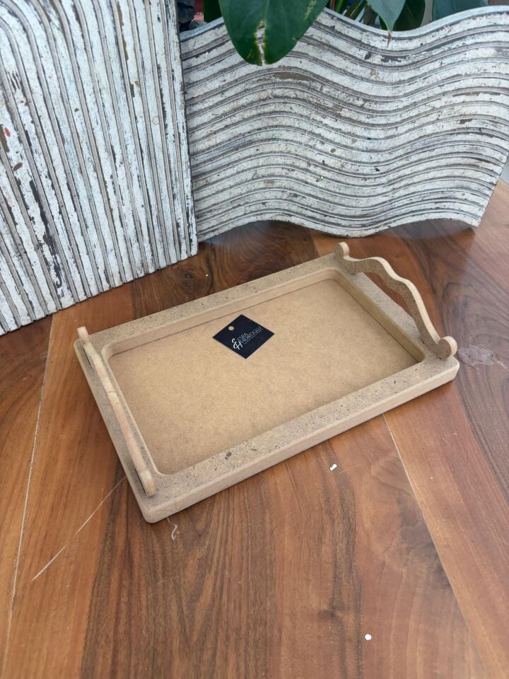 Üstten Kulplu Küçük Boy Dikdörtgen Tepsi