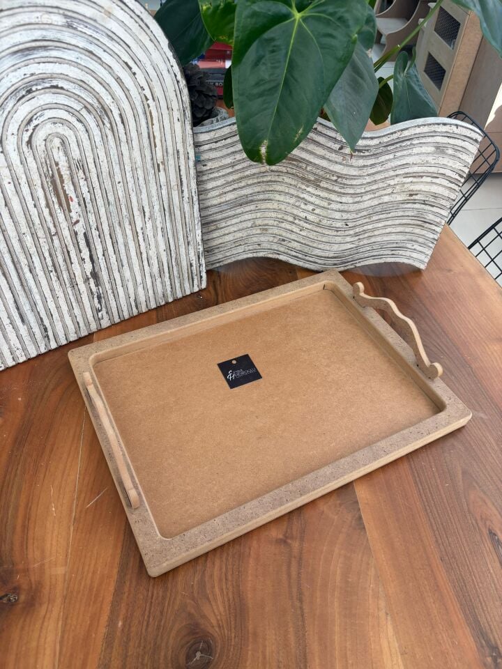 Üstten Kulplu Büyük Boy Dikdörtgen Tepsi