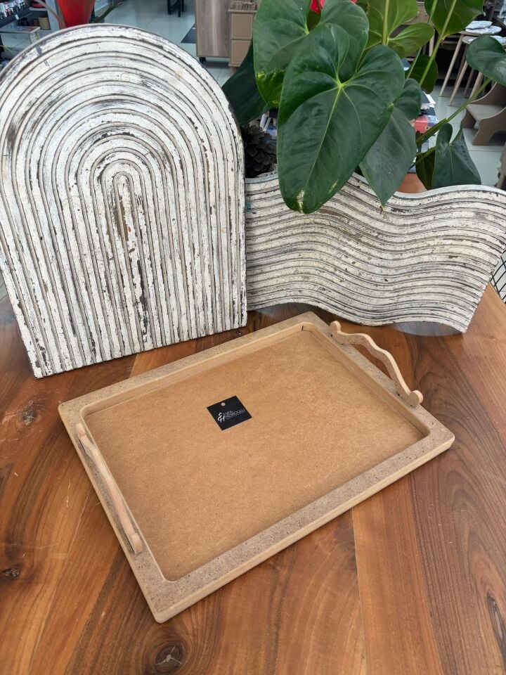 Üstten Kulplu Büyük Boy Dikdörtgen Tepsi