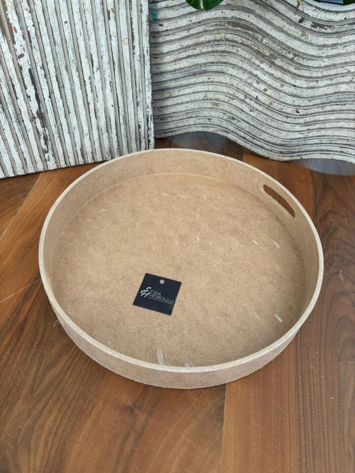 Yuvarlak Ahşap Orta Boy Tepsi