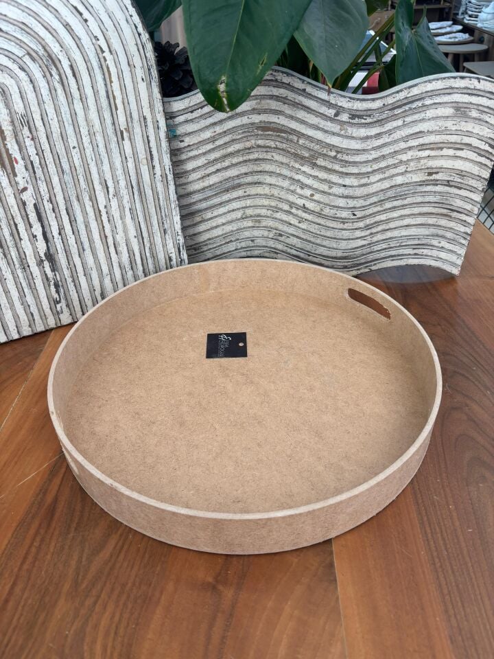 Yuvarlak Ahşap Büyük Boy Tepsi