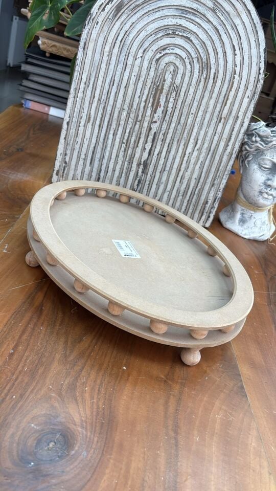 Oval Boncuklu Tepsi